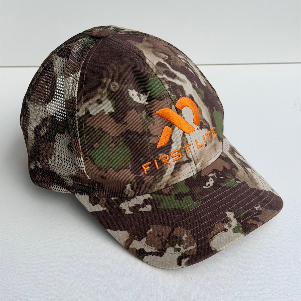 First Lite Fusion Camo Trucker Hat Hunting Mesh Snapback Embroidered Logo Cap